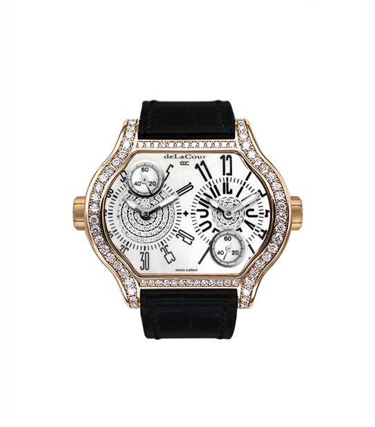 Replica DeLaCour City 2 Rose Gold MOP Full Diamond Case WAPG0134-0777-White Replica Watch